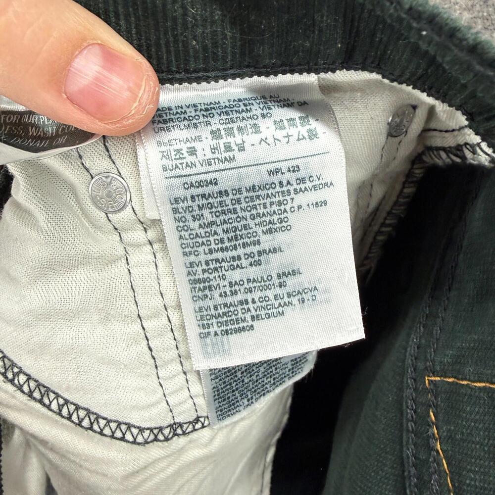 Levi's Jeans Men 31/32 Green Denim Dark Wash Mid Rise 511 Skinny Pockets Regular - Picture 7 of 9